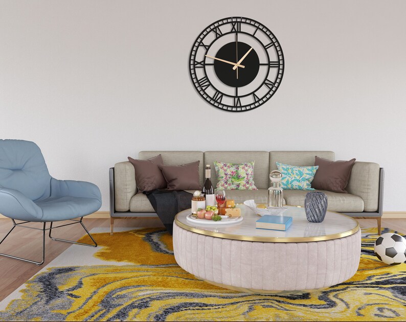 Wall Clock Oversize Wall Clock Unique Circle Wall Clock Etsy