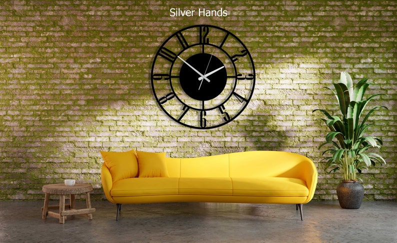 Wall Clock,Large Wall Clock,Unique Clock for Your Home,Modern,Silent,Black Metal Clocks,Wall Clock with Numbers,Home Decor Clocks And Gifts Silver