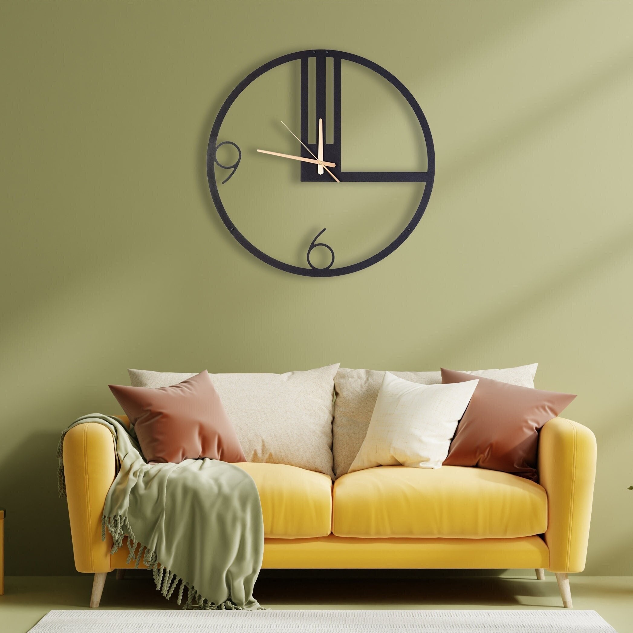 Large Metal Wall Clock: Modern Silent Design, Home Decor - Etsy