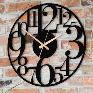 Extra Große Metallwanduhr, Moderne Zahlenkunst, Geräuschlose Wohnraumdekoration
