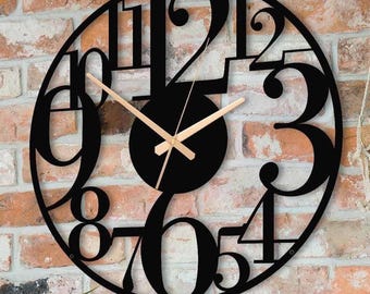 Extra Large Metal Wall Clock, Modern Number Art, Silent Home Decor, Unique Clock Gift