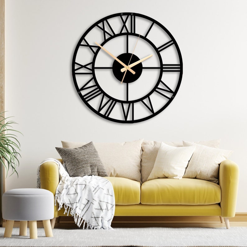 Horloge murale unique en métal, très grande horloge, horloge moderne, horloge murale silencieuse, horloge murale de cuisine, horloge rétro, cadeau de pendaison de crémaillère, horloge murale Gold