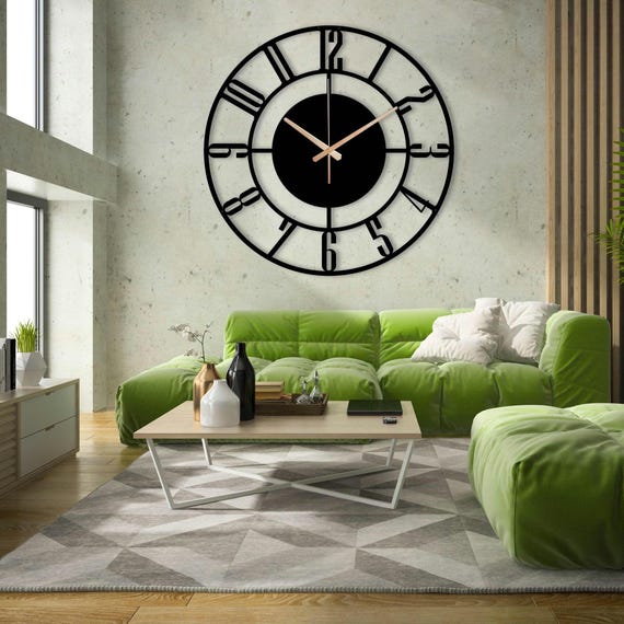 Large Metal Wall Clock: Modern Silent Home Decor - Etsy