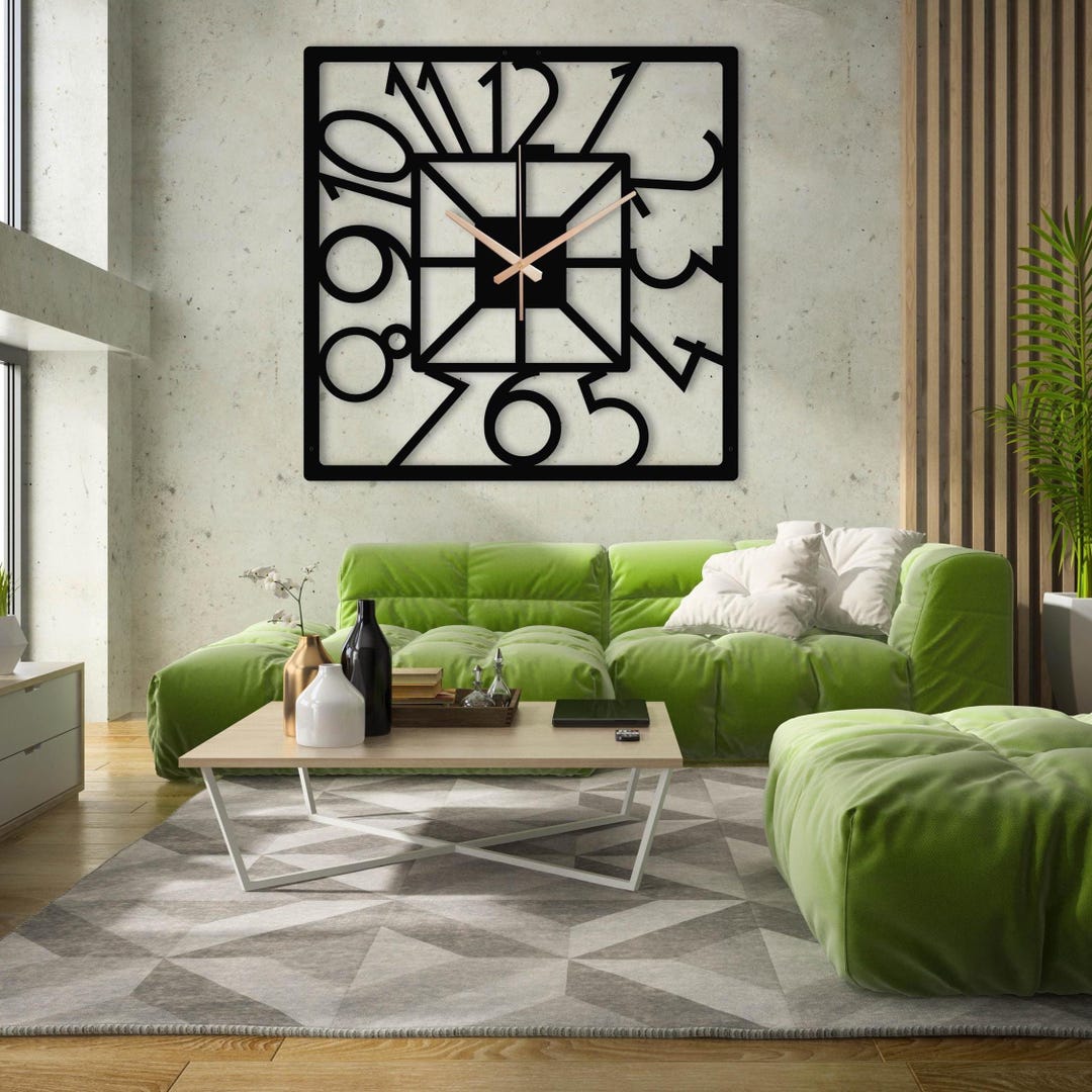 Square Metal Wall Clock: Modern Geometric Design, Silent Art Decor - Etsy