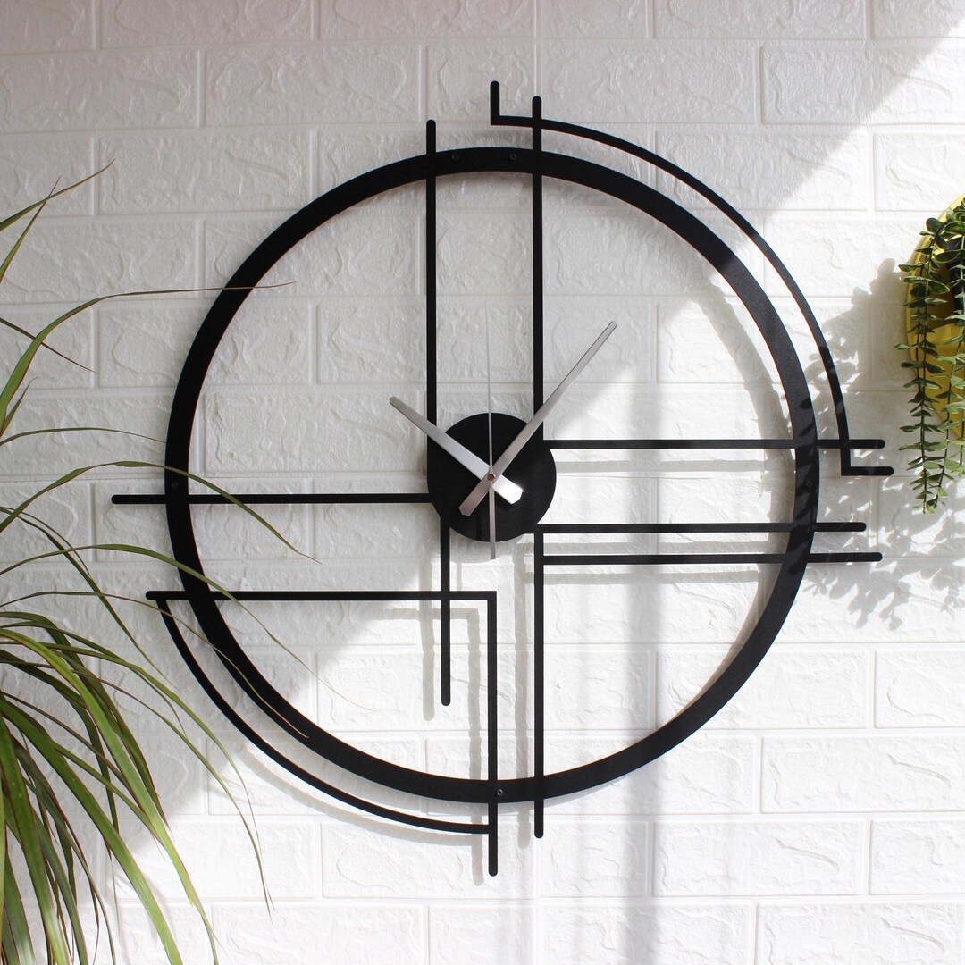 Minimalist Metal Wall Clock, Large Silent Art Decor - Etsy