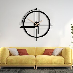 Horloge murale en métal au design minimaliste, horloge murale d'art moderne, horloge murale silencieuse surdimensionnée, décoration d'intérieur unique, horloge faite main, cadeau de pendaison de crémaillère image 7