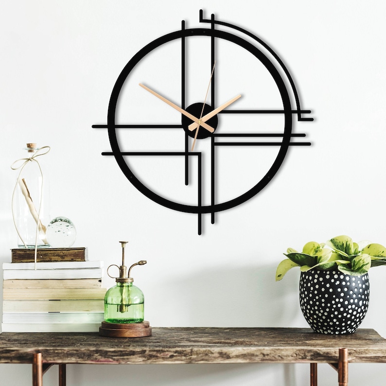 Modern Minimalist Oversized Metal Wall Clock, Extra Large Wall Clock, Silent Clock, Metal Wall Decor, Unique Metal Wall Art, Mother Day Gift image 1