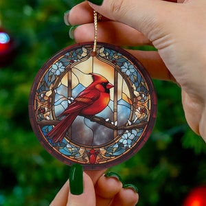 2, Cardinal 2023 Ornament, 2023 Christmas Decoration, Holiday Gift Idea, Heirloom Cardinal Keepsake, Round Ceramic, Vintage Cardinal