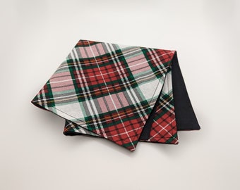 Men's Plaid Pocket Square - Festive Winter Plaid - Red and Green Giftwrap - Men's Suit Accessory