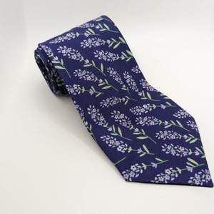 Men's Flower Necktie - Lilac Blooms - Colorful Flowers on Purple - Adult and Tween Regular and Skinny Sizes