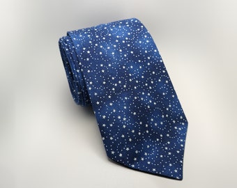 Men's Dark Blue Necktie - Shooting Stars - Night Sky for Astronomy Lovers - Adult and Tween Regular and Skinny Sizes