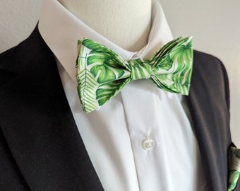 Adult Green Bow Tie - Tropicana Paradise - Tropical Sophistication Wherever You Are - Pre-Tied