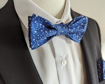 Adult Dark Blue Bow Tie - Shooting Stars - Night Sky for Astronomy Lovers - Pre-Tied