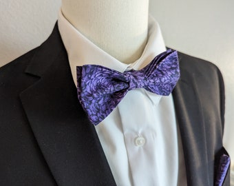 Adult Purple Bow Tie - Royal Dahlia - Elegance Blooms in Purple Hues - Pre-Tied