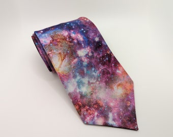 Men's Stardust Necktie - Galactic Stardust - Captivating Celestial Elegance - Adult and Tween Regular and Skinny Sizes