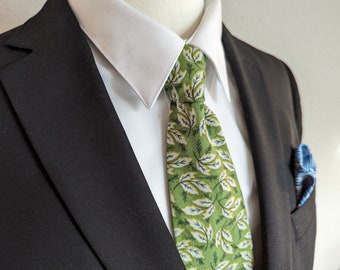 Men's Green Necktie - Whispering Woods - Sprightly Symphony of Forest Greens - Adult and Tween Regular and Skinny Sizes