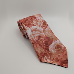 Men's Flower Necktie - Garden of Roses - Pink and White Petal Cluster - Adult and Tween Regular and Skinny Sizes