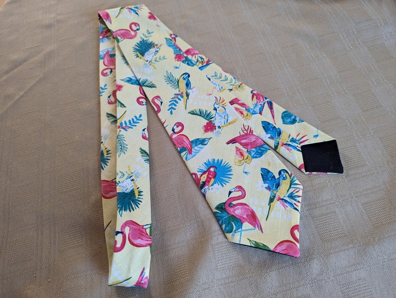 Men's Tropical Necktie Tropical Elegance Paradise Birds and Lush Flora Adult and Tween Regular and Skinny Sizes image 5