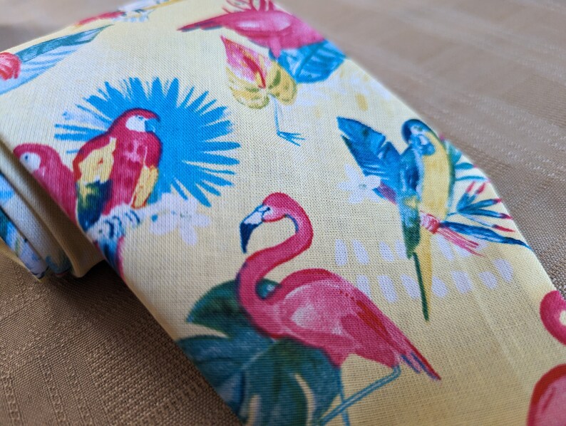 Men's Tropical Necktie Tropical Elegance Paradise Birds and Lush Flora Adult and Tween Regular and Skinny Sizes image 4