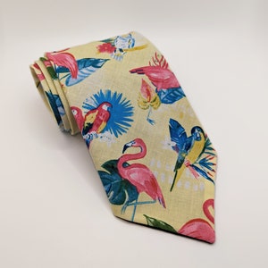 Men's Tropical Necktie Tropical Elegance Paradise Birds and Lush Flora Adult and Tween Regular and Skinny Sizes image 2