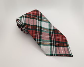 Men's Plaid Necktie - Festive Winter Plaid - Red and Green Giftwrap - Adult and Tween Regular and Skinny Sizes