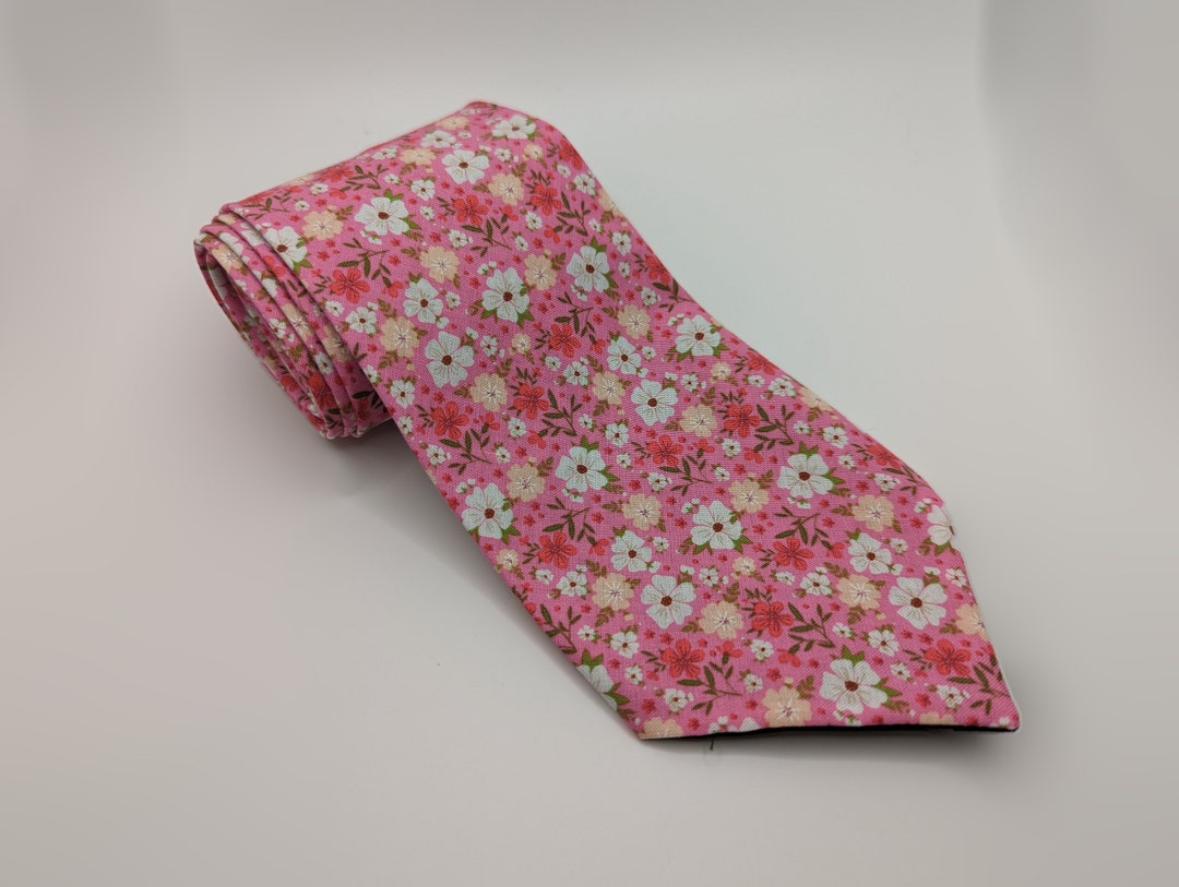 Men's Flower Necktie Pink Frenzy Colorful Flowers on Etsy