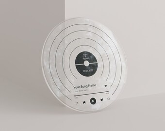 Insegna in acrilico con testo di canzone personalizzato: stile disco in vinile, decorazione da tavolo