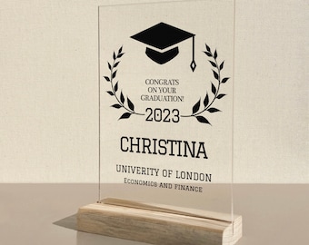 Custom Graduation Plaque, Table Top Decoration, Transparent Acrylic Plexiglass, Gift for Daughter, gift for Son, Graduation Gift