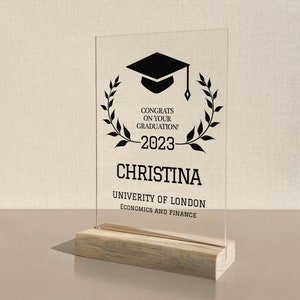 Custom Graduation Plaque, Table Top Decoration, Transparent Acrylic Plexiglass, Gift for Daughter, gift for Son, Graduation Gift