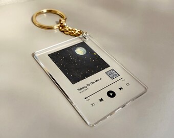 Portachiavi personalizzato con canzone: portachiavi in acrilico con copertina per album fotografico personalizzato