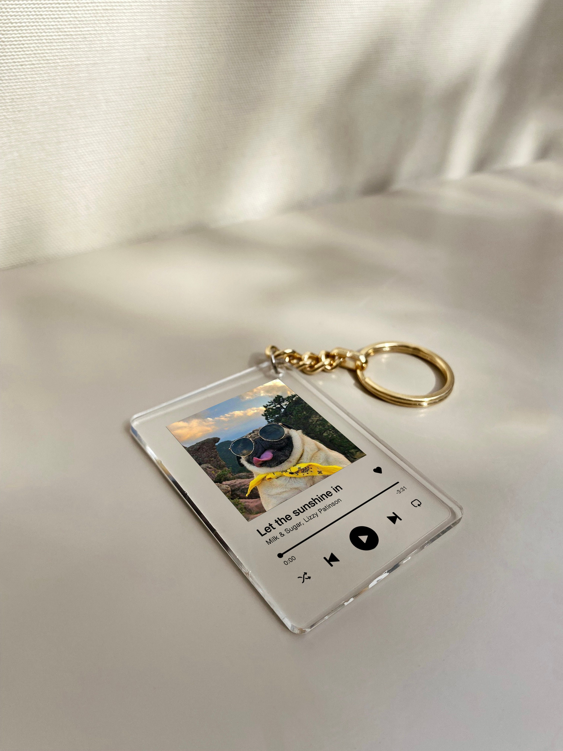 Album Cover Keychain, Personalized Photo, Custom Text, Music Keyring ...