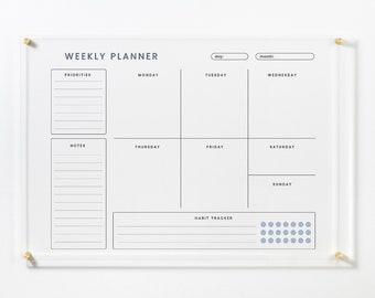 Custom Modern Lines Weekly Planner, Transparent Dry Erase Board, Wall Mounted Planner, Organizer, Calendar, Office, School, Family