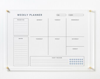 Planner settimanale personalizzato in acrilico: moderno organizer da parete cancellabile a secco