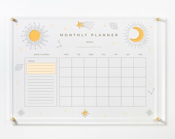 Planner mensile personalizzato in acrilico solare: organizer da parete, lavagna cancellabile a secco