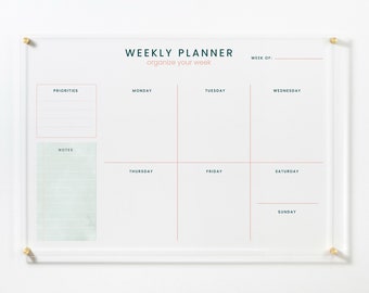 Planner settimanale in acrilico personalizzato: lavagna cancellabile a secco da parete