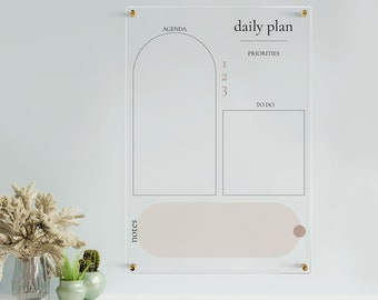 Custom Modern Daily Planner, Transparent Dry Erase Board, Wall Mounted Planner, Organizer, Calendar, Office, School, Family, Kid