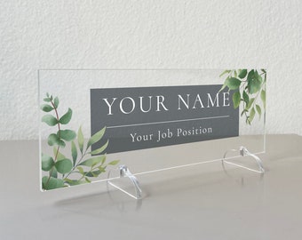 Targa in acrilico personalizzata: decorazione moderna per scrivania con foglie