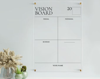 Personalized Vision Board, Transparent Dry Erase Board, Wall Mounted Planner, Organizer, Calendar, Home, Office, School, Family, Kid