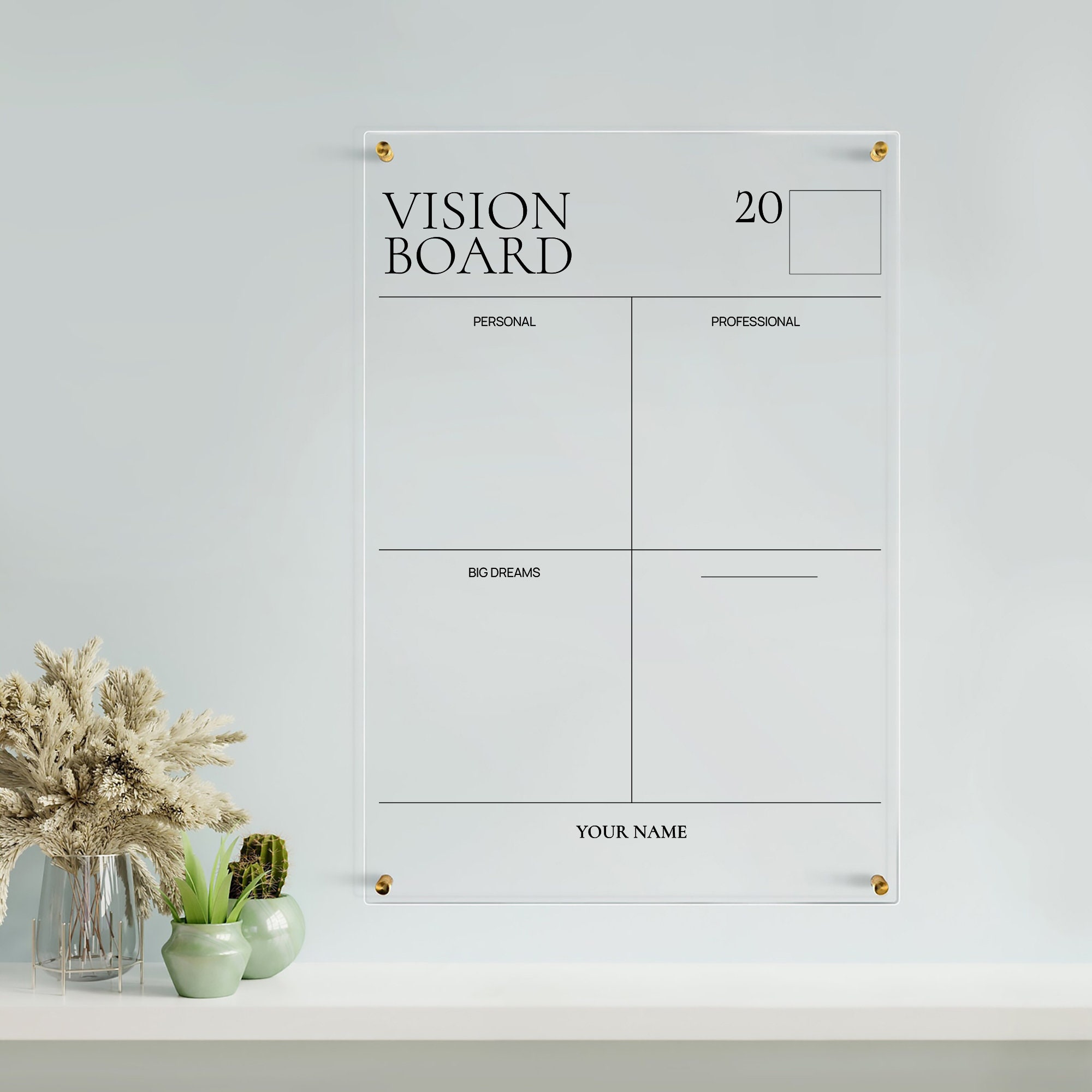 Vision Board Magnetic Whiteboard for Fridge 11x14 Dry Erase Vision Board Planner W/Watercolor Content Blocks - Use As Goals Board Fridge Planner