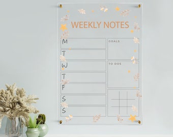 Planner settimanale in acrilico personalizzato: lavagna cancellabile a secco colorata, organizer da parete
