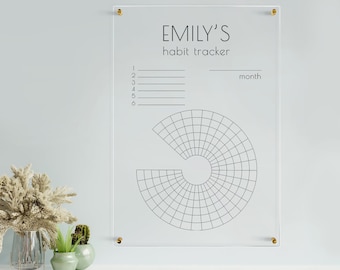 Custom Round Acrylic Habit Tracker: Wall Mounted Dry Erase Planner