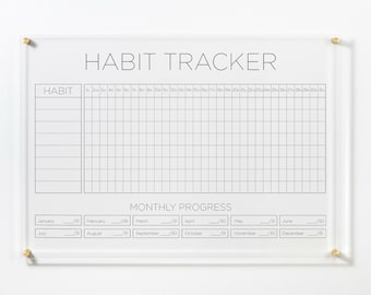 Custom Detailed Habit Tracker, Transparent Dry Erase Board, Wall Mounted Planner, Organizer, Calendar, Home, Office, School, Family, Kid