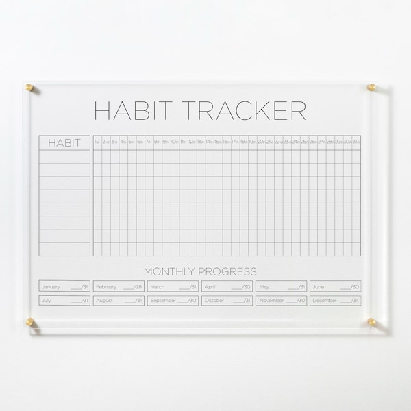 Custom Detailed Habit Tracker, Transparent Dry Erase Board, Wall Mounted Planner, Organizer, Calendar, Home, Office, School, Family, Kid