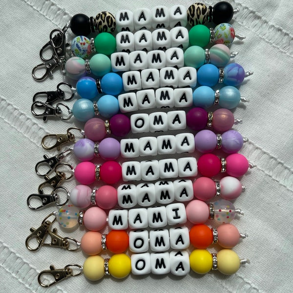 Personalisierte Schlüsselanhänger - Perlen - bunt - Taschenanhänger - Silikon - Acryl - Namen - Geschenk - Mitbringsel