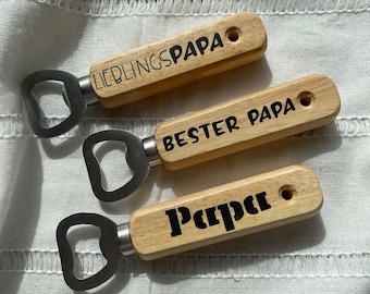 Flaschenöffner - Vater - bester Papa - Holz - Metall