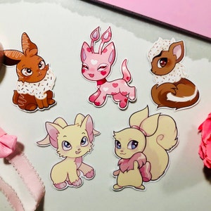 Neopets Sticker Set Aisha Acara Cybunny Xweetok Usul