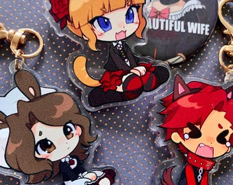 Umineko Golden Acrylic Keychains Wolf Battler Cat Beatrice Bunny Shannon