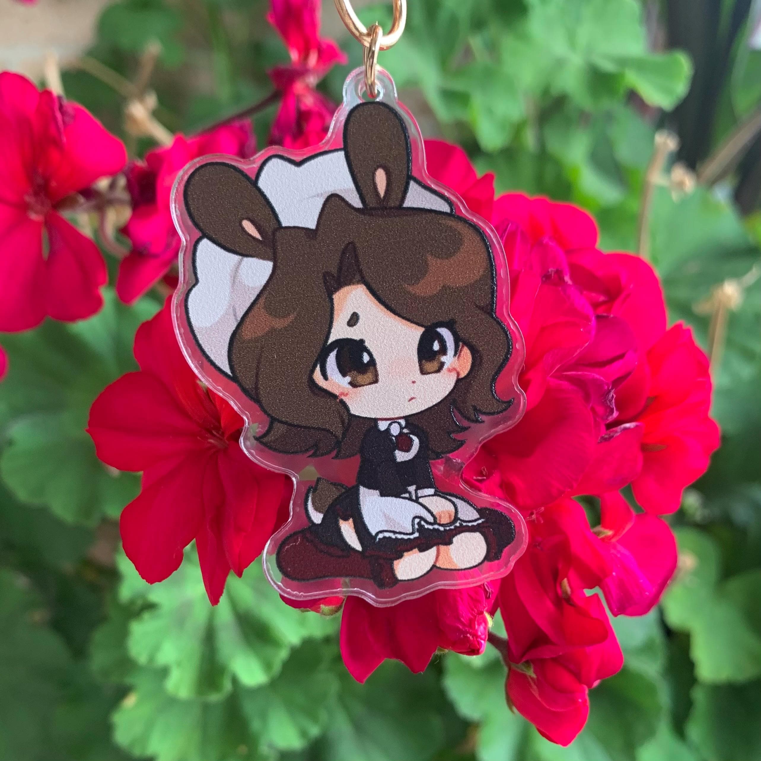 Umineko Golden Acrylic Keychains Wolf Battler Cat Beatrice Bunny