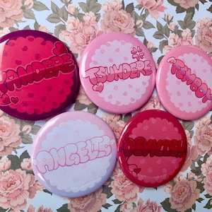 Cute Anime Button Set, Yandere Tsundere Femboy Angelic Devilish