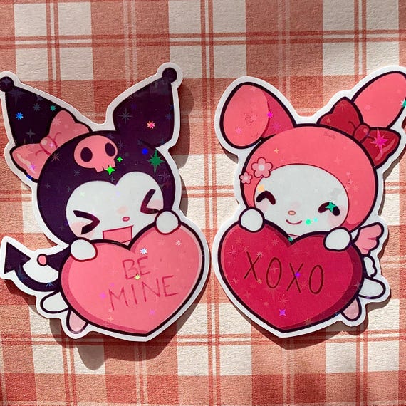Valentines Day My Melody Kuromi Laminated Sticker Gift Set Sanrio